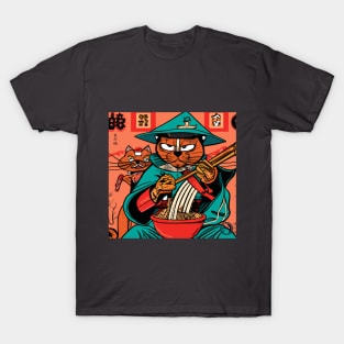 Samurai Cat with Sidekick T-Shirt